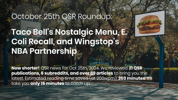 October 25th QSR Roundup: Taco Bell's Nostalgic Menu, E. Coli Recall, and Wingstop's NBA Partnership